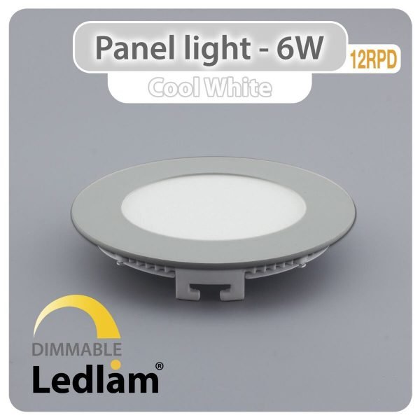 Ledlam LED Panel Light 6W Round 12RPD silver dimmable Cool White 30545
