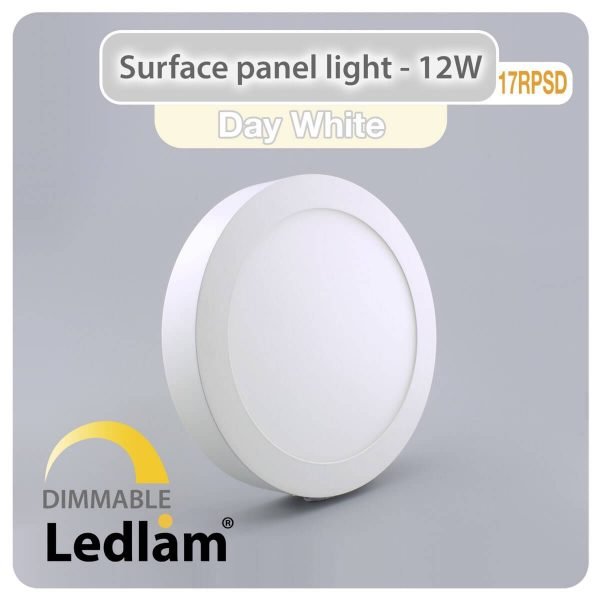 Ledlam LED Surface Panel Light 12W Round 17RPSD dimmable Day White 30593