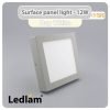 Ledlam LED Surface Panel Light 12W Square 1717SPS silver Day White 30573