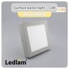 Ledlam LED Surface Panel Light 12W Square 1717SPS silver Warm White 30572
