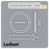 Ledlam LED Surface Panel Light 24W Round 30RPS Dimensions