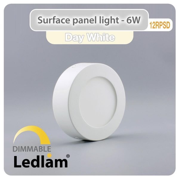 Ledlam LED Surface Panel Light 6W Round 12RPSD dimmable Day White 30791