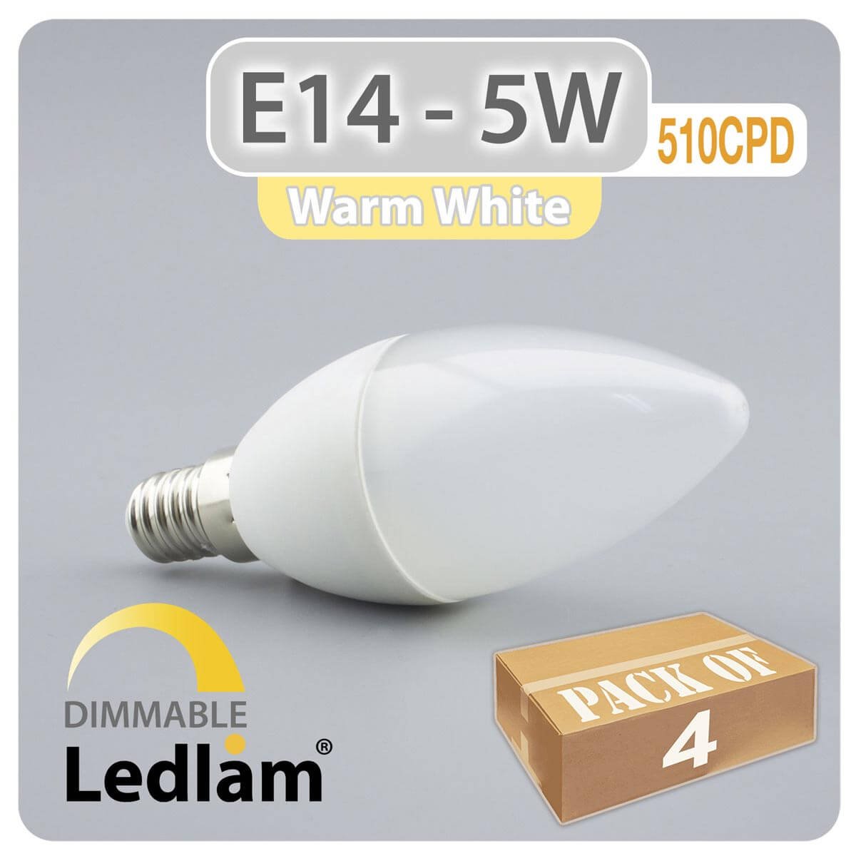 Ledlam pack of 4x E14 LED Candle Bulb 5W 510CPD warm white dimmable 31087 01 1 Ledlam pack of 4x E14 LED Candle Bulb 5W 510CPD warm white dimmable 31087 01 1