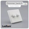 Varilight V Pro Dimmer Switch Push on off 2 Gang White 30131 01